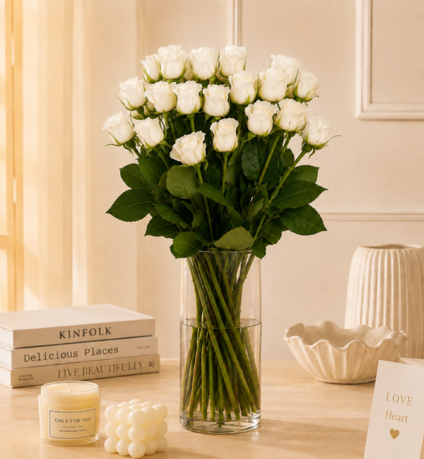 Classic White Roses Bunch 20pcs Sagarflorist