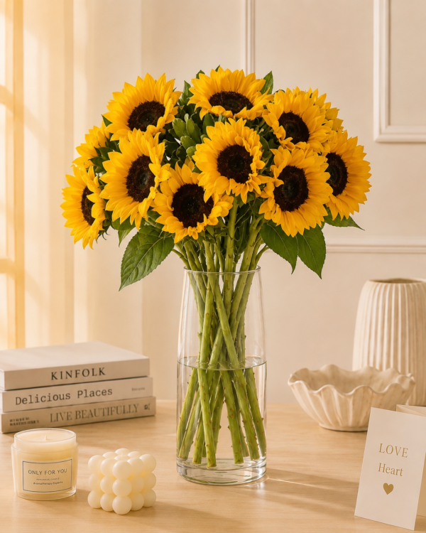 Fresh Sunflowers Bunch 5pcs Fresh, Vibrant & Long-Lasting Flowers