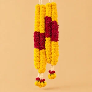 Elegant Rose & Yellow Marigold Flower Garland 2 pcs