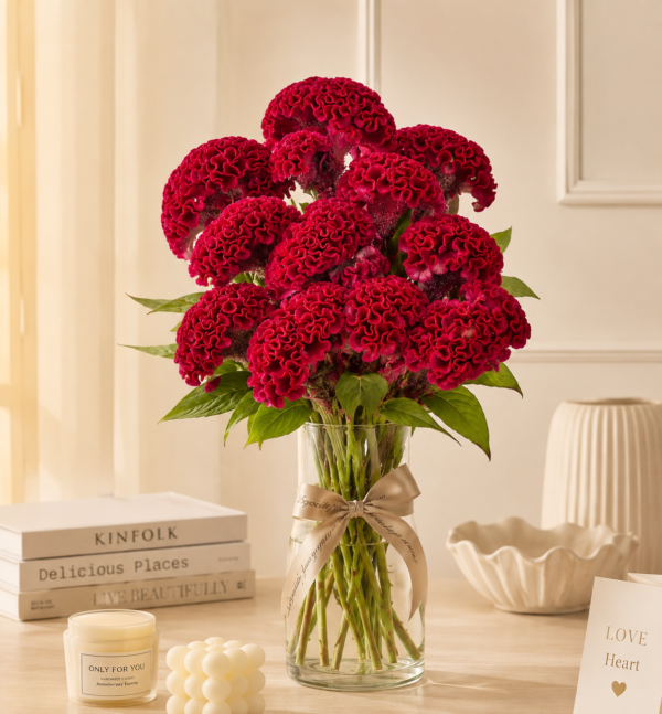 Red Celosia Flowers Bunch